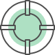 Icon of a lifesaver ring, representing emergency help, community support, or protection services.<br />
